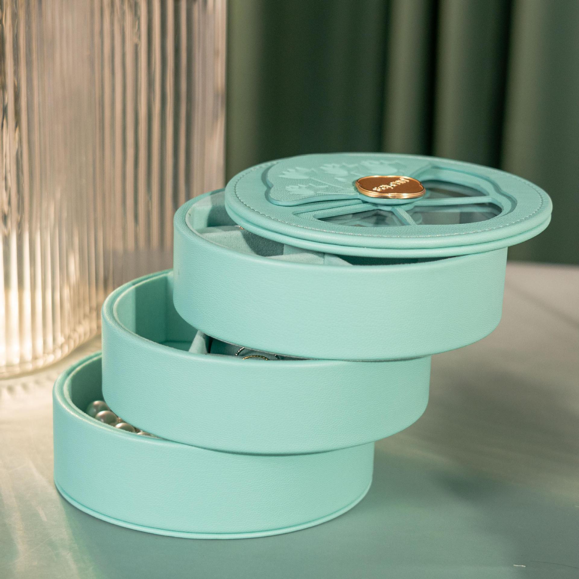 圆柱旋转收纳首饰盒